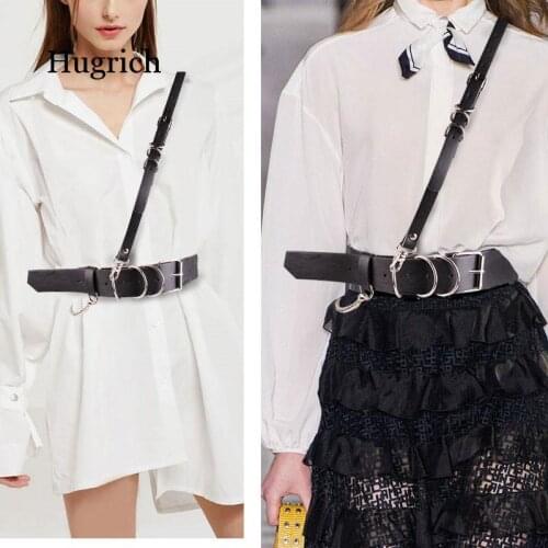 Sexy Women Leather Shoulder Harness Lingerie Strap Female Trendy Body Bondage Waistband Punk Chain Belt for Women