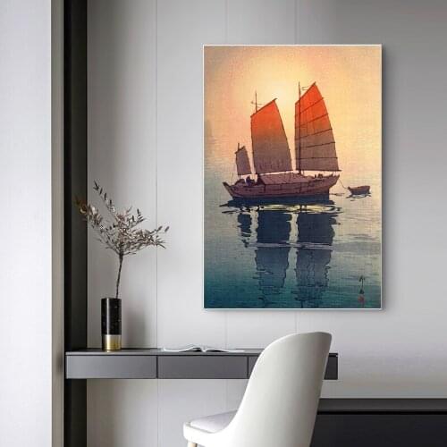Modern Seascape Decorative canvas Painting Sailboat Canvas Art for Living Room Wall Art Print Poster Art Home Paintings Unframed