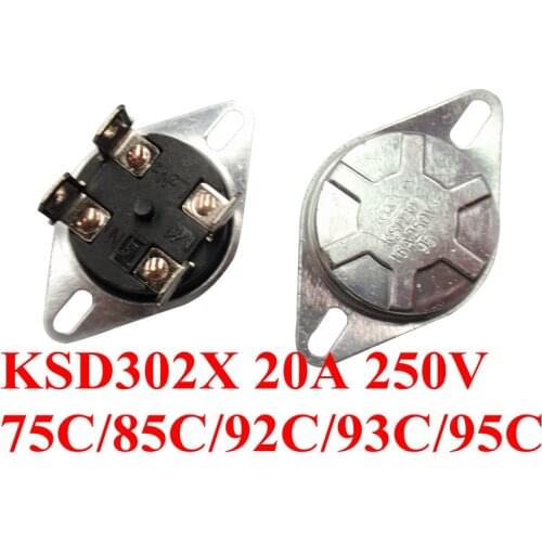 100PCS KSD302/KSD302X/KSD302T 55C-150C 20A250V degree Auto Manual Reset Temperature Thermal Control heater thermostat bipolar