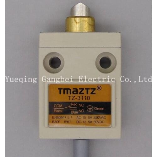 Tmaztz TZ-3110 IP67 4Wire Roller Lever Plunger Limit Switch SPDT NO+NC Copper wire 3M