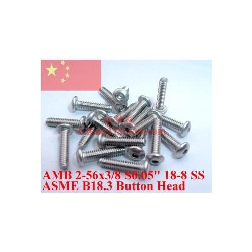 Stainless Steel screws 2-56x3/8 Button Head Hex Driver Polished ROHS 100 pcs