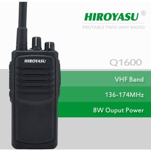 IP66 Waterproof Walkie Talkie HIROYASU Q1600 VHF 136-174MHz 8WATTS 16Channels Portable Two-Way Radio