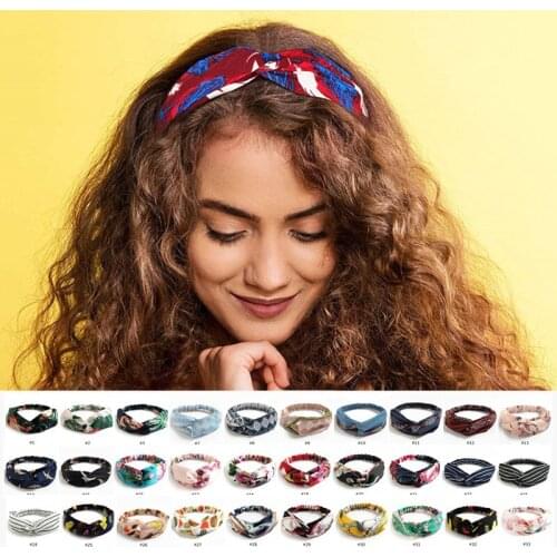 66 Colors Women Print Knot Vintage Headbands Summer Cross Hairband Girls Elastic Turban Headwear Hair Tie Accessories Bandage
