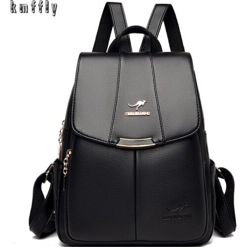 Women High Quality Leather Backpacks Vintage Female Shoulder Bag Sac A Dos Travel Ladies Bagpack Mochilas School Bags for Girls