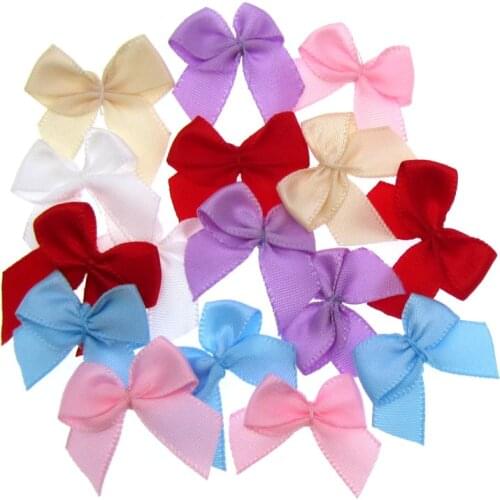 100pcs Handmade Mini Satin Ribbon Flowers Bows Ribbon Bowknot For Packaging Craft Wedding Decoration 3/8"