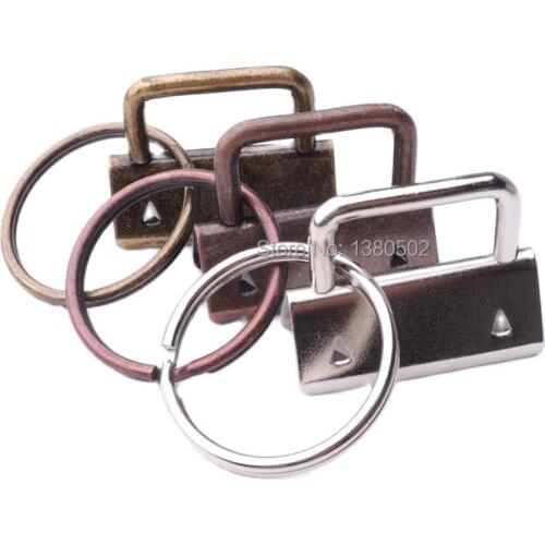 20pcs /lot 32mm copper nickel bronze color Key Fob Hardware with key ring Split ring For wrist Wristlets Cotton lanyard