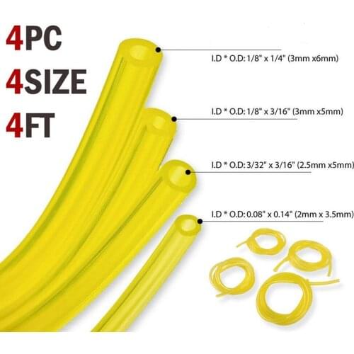 4PCS 4 Sizes Fuel Line Hose Gas Pipe Tubing For Trimmer Chainsaw Blower Tools Oil fuel pipe gasoline for most small engines