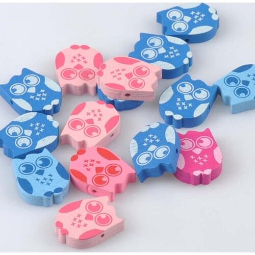Mix Owl Pattern Cute Wooden Spacer Loose Beads For Children Jewelry making DIY 40pcs 24x20mm MT2019