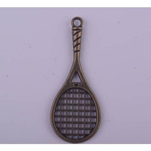50pcs/lot Vintage Bronze Tennis Racket Shaped Charms Pendants for Jewelry Making DIY Handmade