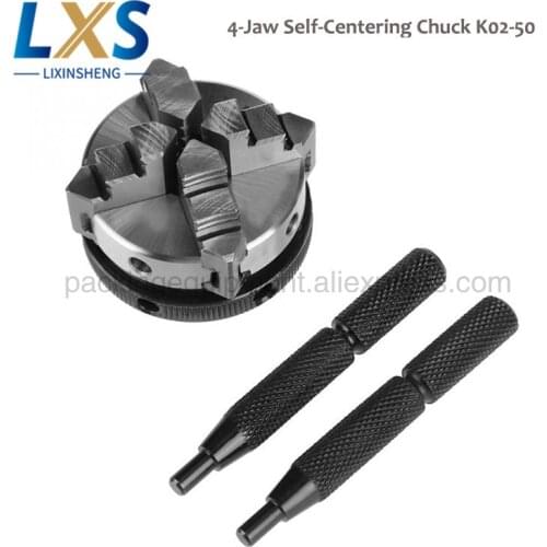 Machine Lathe Accessories 4-Jaw Self-Centering Lathe Chuck 50mm Mini Metal Thread Mount Lathe Chuck K02-50 With Lock Rods