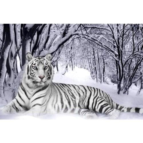 Full Square Round Drill 5D DIY Diamond Painting White tiger 3D Embroidery Cross Stitch Mosaic Rhinestone Home Decor Gift