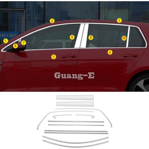 Car Stainless Steel Glass Window Garnish Pillar Middle Column Strip Trim For VW Volkswagen Golf7 Golf 7 2014 2015 2016 2017 2018