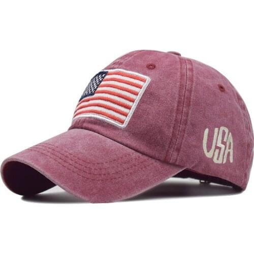 American Flag Embroidered Baseball Caps Unisex Classic Cotton Hats Water Wash Distressed Casquette Snapback Hip Hop Gorras Кепка