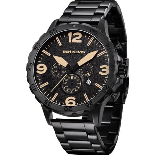 Luxury Brand Men Quartz Watches Waterproof Mens Chronograph Watch Relogio Masculino Male Full Black Stainless Steel Wristwatches