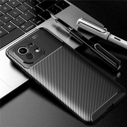For Xiaomi Mi 11 Lite Case Carbon Fiber Cover Shockproof silicone phone case for Mi11 Mi 11 matte soft tpu cover