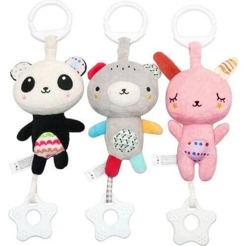 Infant Baby Soft Plush Toy Bed Crib Stroller Hanging Ring Bell Rattle Early Educational Music Box