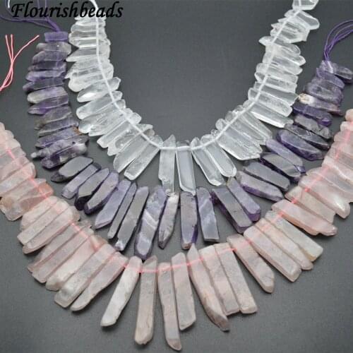 Graduated Size Natural Rose Quartz / Amethyst / Crystal Square Slab Point Stone Loose Beads