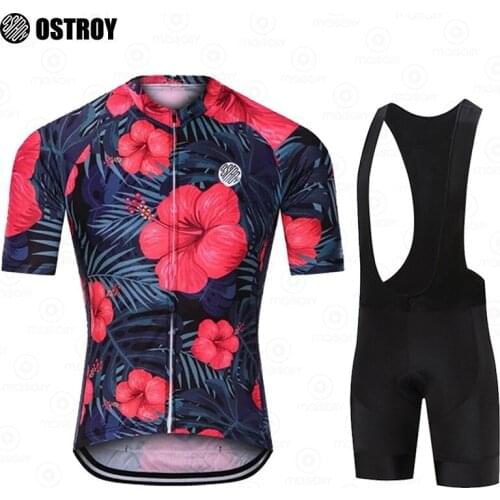 2021 OSTROY Summer Cycling Jersey Set Mountain Bike Clothing MTB Bicycle Clothes Wear Maillot Ropa Ciclismo Mens Uniform