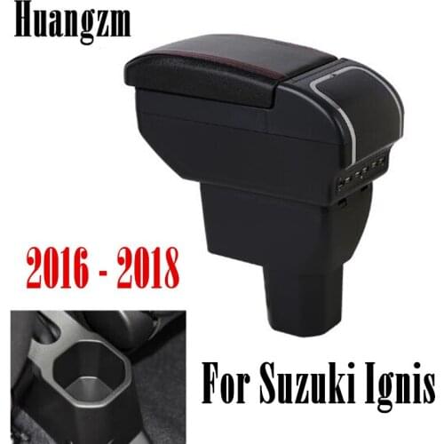 Armrest Storage box For Suzuki Ignis 2016 - 2018 Dual Layer PU Leather central Store content box with Cup holder Ashtray USB Cha
