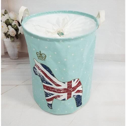 Cotton linen art storage bucket dirty clothes storage basket with beam dustproof folding large canvas sundries clothing basket