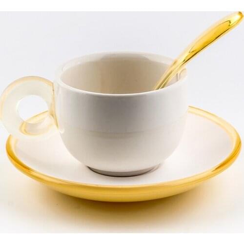 Creative Ceramic Mugs Espresso Cups Clear Color Handle Tea Coffee Mug Cup Coffee Shop Personalized Mugs For Office OL Gift