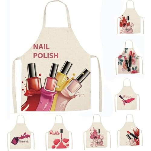 Women Men Kitchen Aprons Waterproof Cooking Housewife Nail Apron Cooking oil-proof Linen Home Textile Antifouling Chef 68*55 036