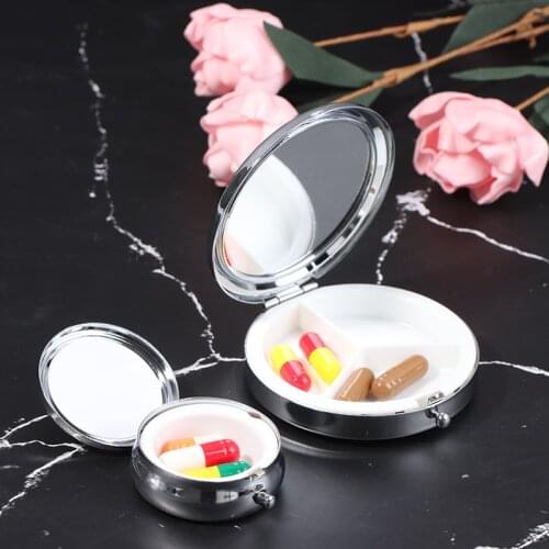 1/3Grids Metal Pill Box Tablet Holder Metal Round Medicine Case Small Case Tablet Pill Boxes Container