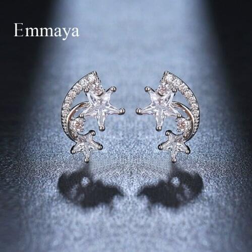 Emmaya Cute Earring With Shiny Star AAA Zirconia Symmtrical Style For Women Elegant Dress-up Festival Gift Fashion Party