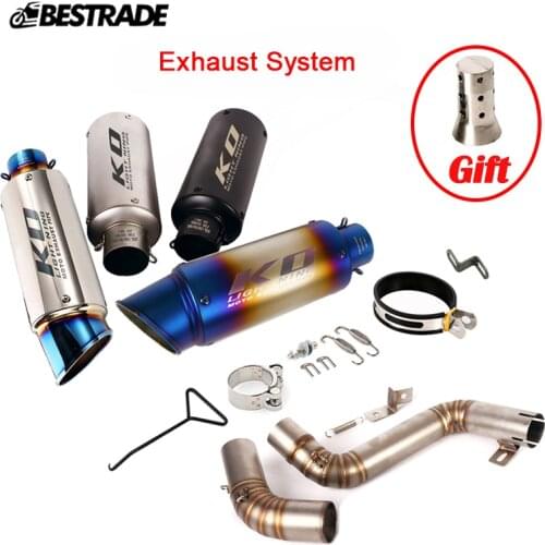 Motorcycle Exhaust System Deleted Cat Mid Link Tube Connect Tail Vent Tube 51mm Muffler Pipe Modified For Duke 390 200 2012-2016