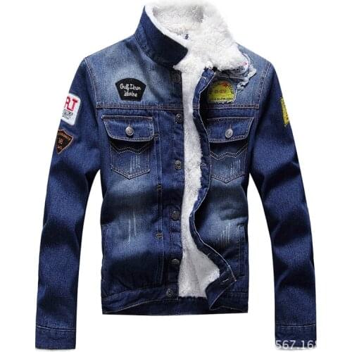 Mens Jean Jackets Outwear Motorcycle Coats Cowboy Fleece Inner Denim Jacket Men Winter Fashion Slim Trendy Warm Thick