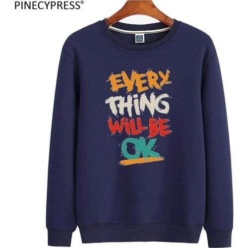 Quality 84.9% Cotton 15.1% Polyester Terry Anti-pilling O-neck Fashion Black White Round Neck Casual Long Sleeve Men Sweatshirt