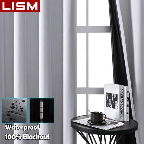 LISM Solid Waterproof 100% Blackout Curtains For Living Room Bedroom Kitchen Modern Drapes Window Treatment Home Decoration