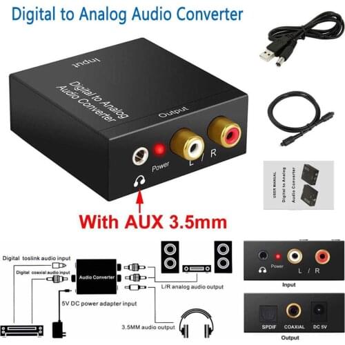 Optical Koaxial Toslink Digital Analog 3.5mm Audio Converter Wandler RCA Adapter