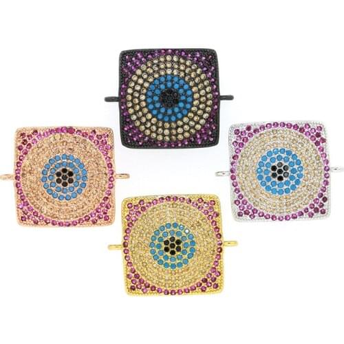 Wholesale Cubic Zirconia Charm Connector For Necklace Pave Micrro Cz Evil Eyes Connecto For DIY JEWELRY