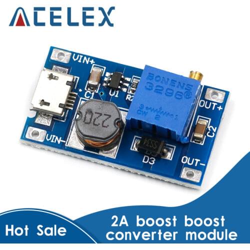 2A boost board DC-DC boost module Wide voltage input 2 24V L 5912 28V adjustable 2577