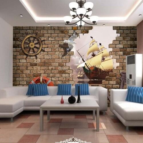 Drop Shipping Custom Photo Wallpaper Sea Sailboat 3d Stereo Custom High Quality Murals Living Room Decoration Backdrop Wallpaper