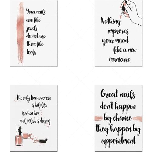 Rose gold foil nail salon decoration, nail wall decoration, beauty salon decoration, manicurist gift, nail set 5 printable poste