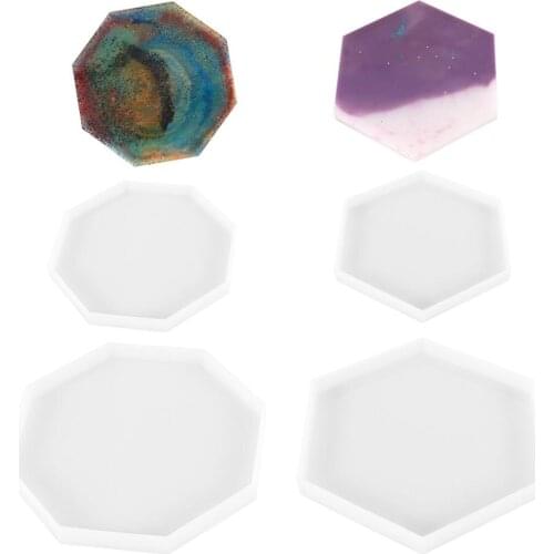 Hexagon Octagon Silicone Epoxy Resin Mold Coaster Jewelry Storage Tray DIY Craft Decoration Making Tools