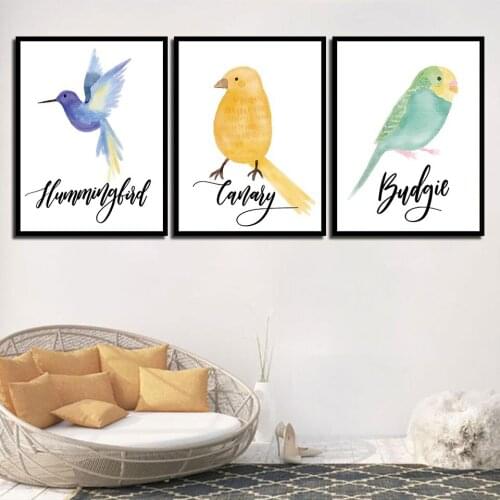 Nordic Ins Simple Inkjet Animal Cartoon Bird Frameless Painting Canvas Decorative Painting Home Cafe Aesthetic Room Decor