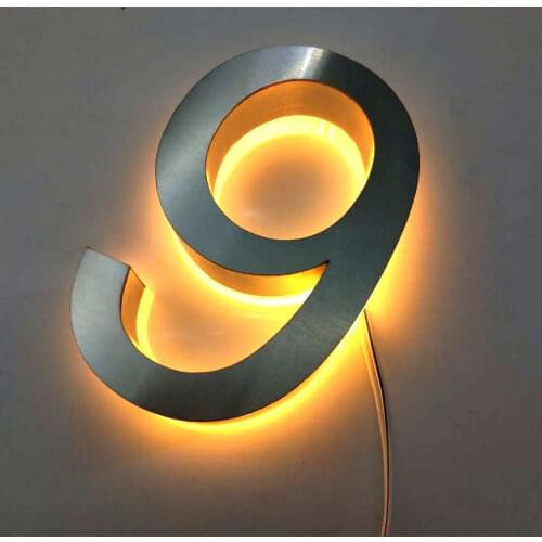 Stainless steel led door plate 3D address numbers led lighted house numbers