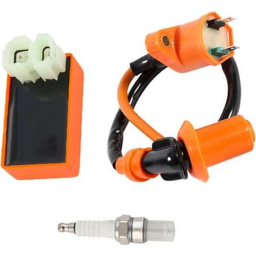 Motorcycle Start CDI Device Modified Igniter Racing AC 6 Pin CDI Box Ignition Coil Spark Plug For GY6 50-150CC Moped Scooter