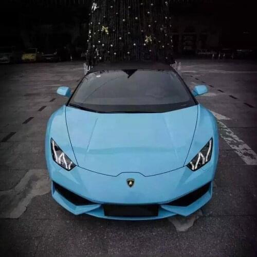 TSAUTOP 1.52x18m air free bubbles Super Glossy light blue color car body adhesive sticker whole car vinyl car wrap