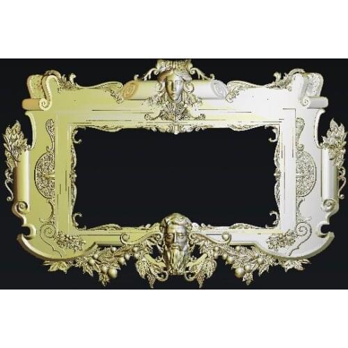 Mirror wood design digital file frame 3d model relief for cnc in STL file format F128