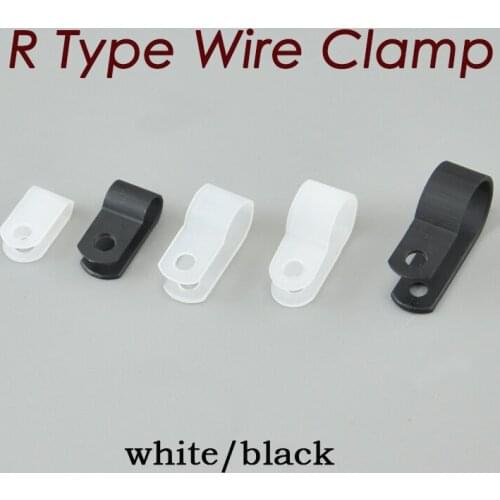 200PCS 23mm R-Type Nylon Cable Clamp 1" Clear White R-Type Cable Clamp Cable Clips