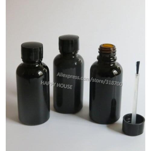 360 x 30ml Paint Black Empty Glass Nail Polish Bottle Plastic Cap with Brush 1oz Cosmetic Container
