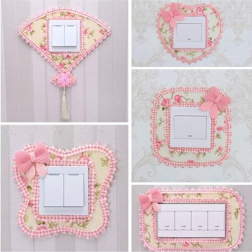 5PCS Cartoon Shape Cloth Light Switch Sticker Home Wall Decoration Switch Sticker Dust Cover Electricity Socket Cover