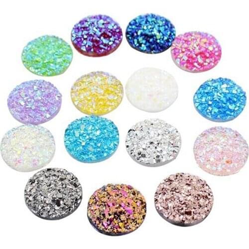 50Pcs/Lot Flatback Resin Dotted Round Rhinestone Cabochon Gems Flat Back Resin Rhinestone For DIY Decoration