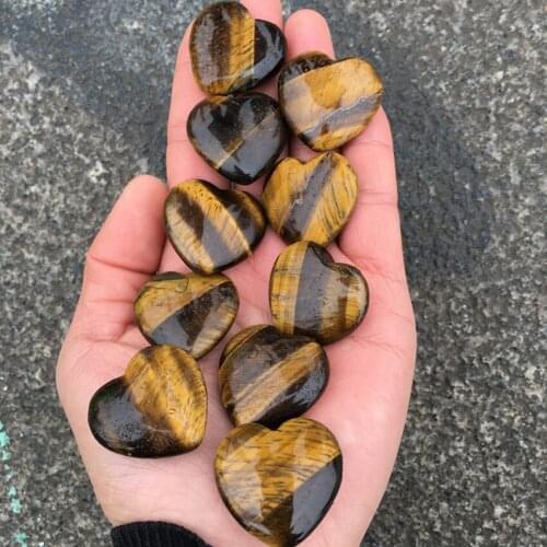 8pcs high quality polished Tigers eye heart natural stones and minerals healing crystals gemstones for making jewelry