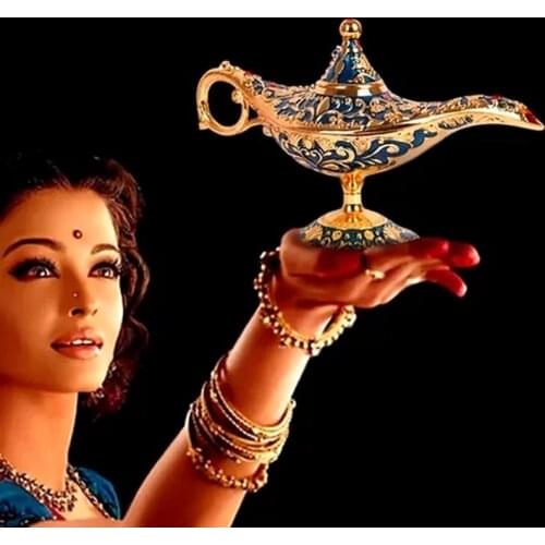 Aladdin Magic Decoration Miniature Figurines Wishing Lamp European Vintage Metal Decorations Crafts Desktop Decor Accessories