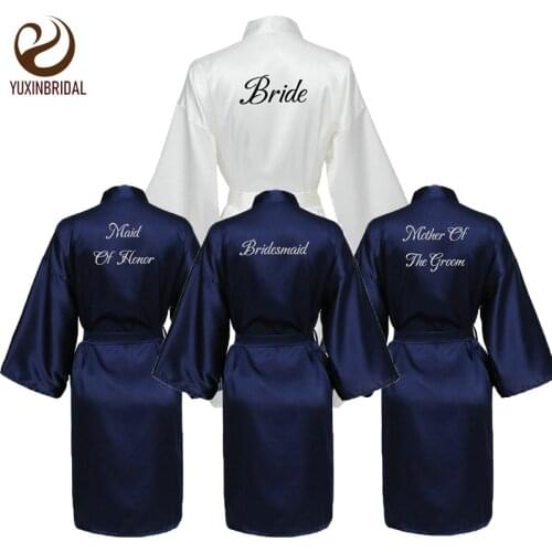 Satin robe New Navy Satin Silk Bride Robe Wedding Robe Bridesmaid Bride Dressing Gown Bridesmaid Robes Bridal Gift